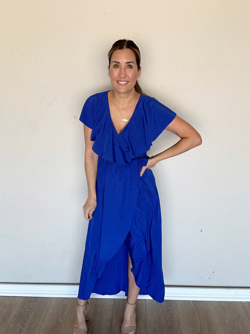 Gail Dress Blue SAMPLE - FINAL SALE