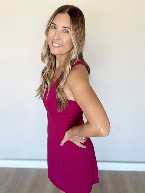 Caitlin Active Dress - Crimson - FINAL SALE