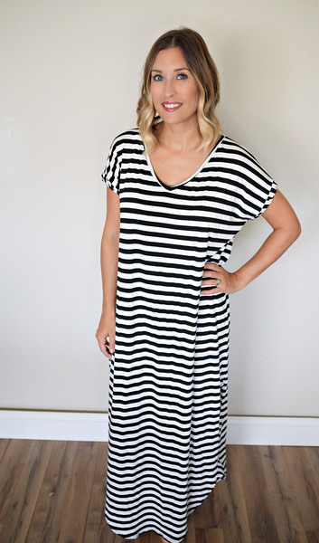 Mikah Maxi Dress - Black Stripe