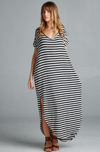 Mikah Maxi Dress - Black Stripe